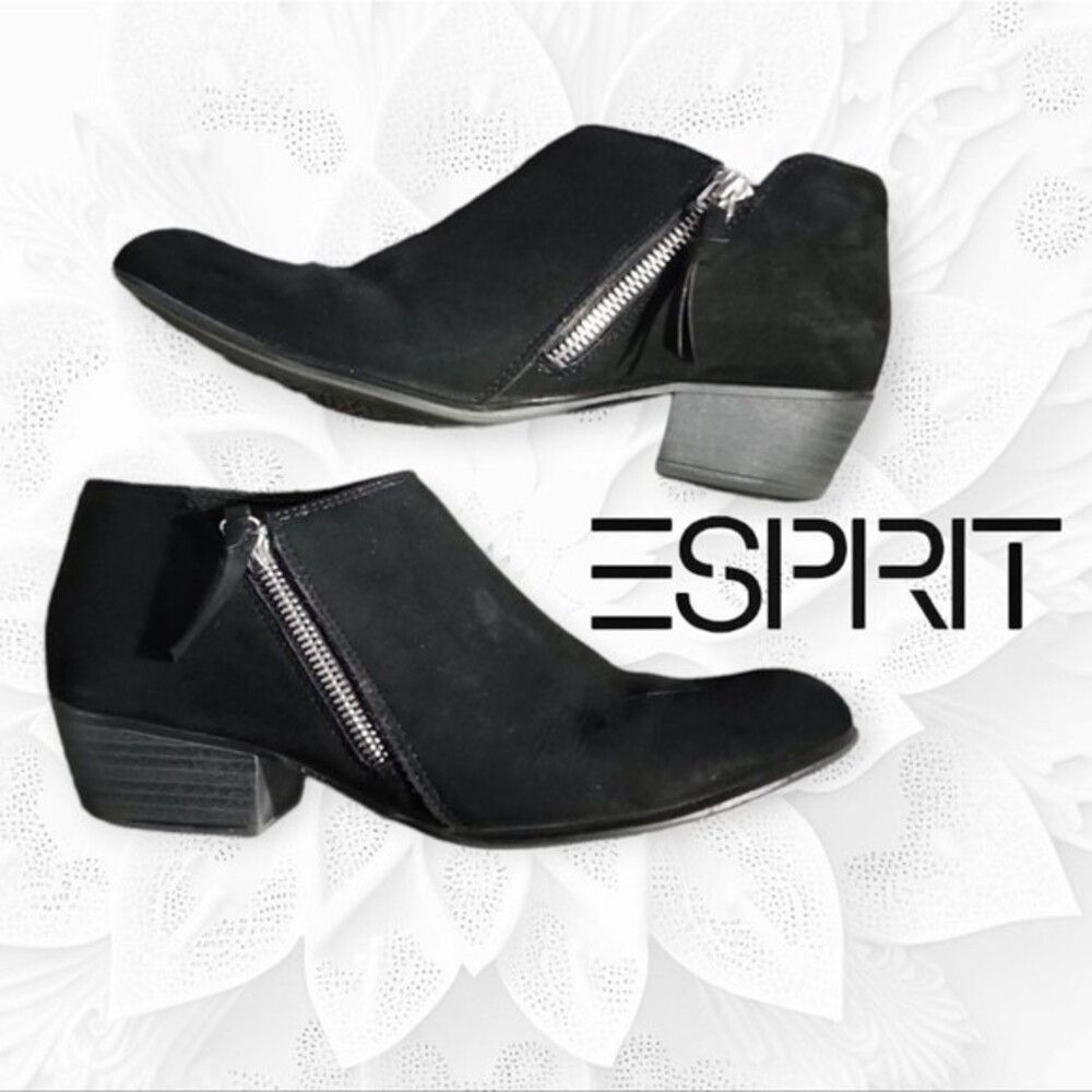 Esprit Troy Ankle‎ Boots Womens Block Heel Side Zip Black 8.5M